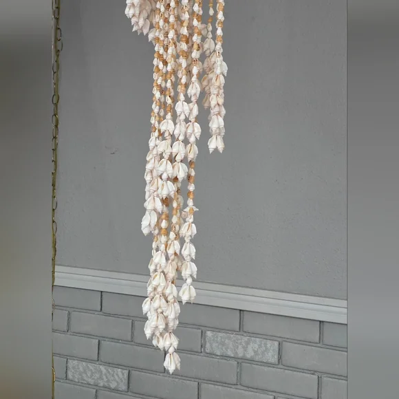 Vintage Chula Hanging Spiral Seashell Windchime Boho Beach Wedding Macrame - Picture 8 of 12